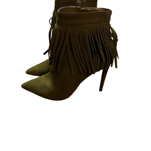 Aldo Cirede-44 Khaki Green Cirede fringe ankle boot size 10 - Picture 2 of 5